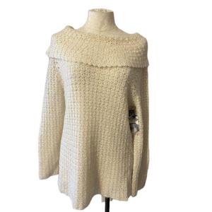 JONES NEW YORK Sweater Cream XL Open Weave Crochet  Shell & Belt NWT $149